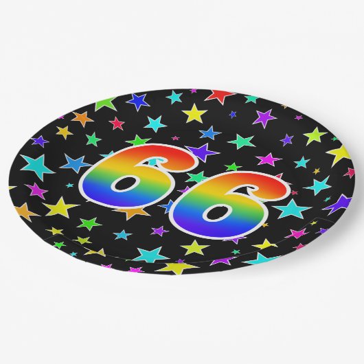 66e Evenement: Vet, Leuk, Kleurrijke Regenboog 66 Papieren Bordje (Gekanteld)