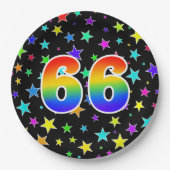 66e Evenement: Vet, Leuk, Kleurrijke Regenboog 66 Papieren Bordje (Voorkant)