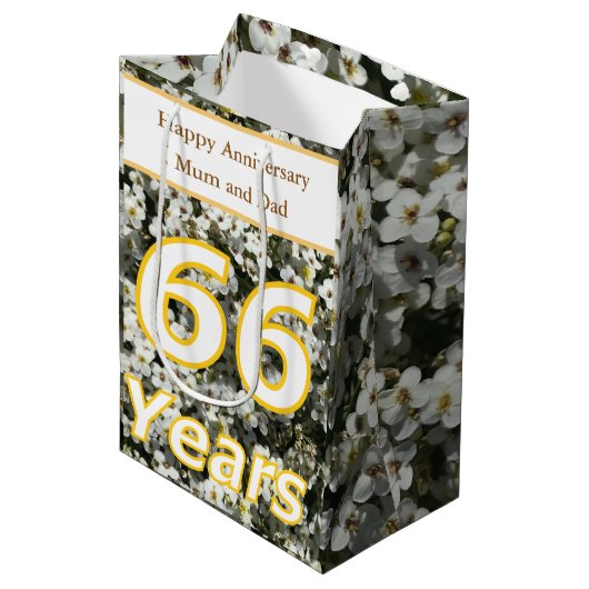 66e Jubileum bewerkbaar Medium Cadeauzakje (Voorkant Gekanteld)