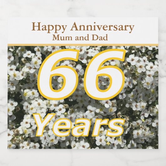 66e Jubileum bewerkbaar Sparkling Wijnetiket (Enkel label)