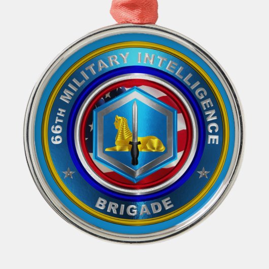 66e Kerstmis van de Militaire Inlichtingenbrigade Metalen Ornament (Voorkant)