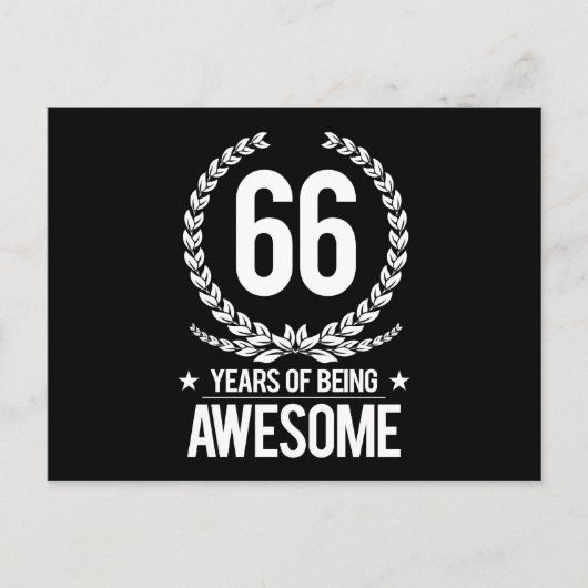 66e verjaardag (66 jaar Geweldige) Briefkaart (Voorkant)