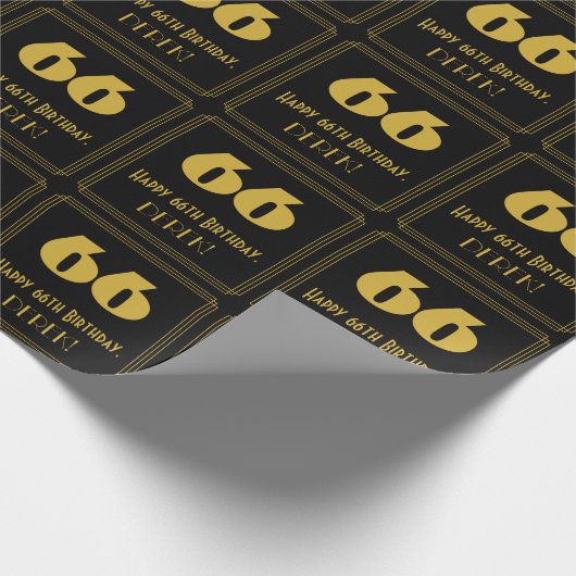 66e verjaardag - Art Deco geïnspireerde look "66"  Cadeaupapier (Hoek)