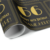66e verjaardag ~ Art Deco Geïnspireerde look "66", Cadeaupapier (Rol Hoek)