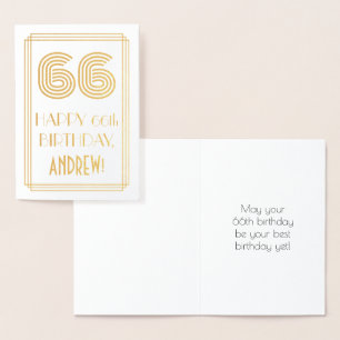 66e verjaardag - Art Deco Geïnspireerde look "66" Folie Kaarten