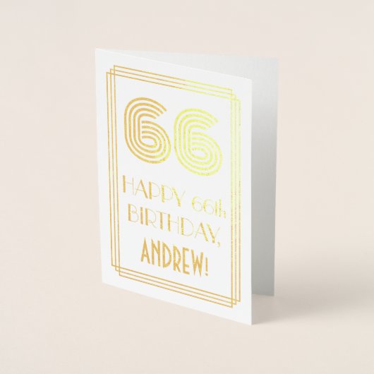 66e verjaardag - Art Deco Geïnspireerde look "66"  Folie Kaarten (Voorkant)