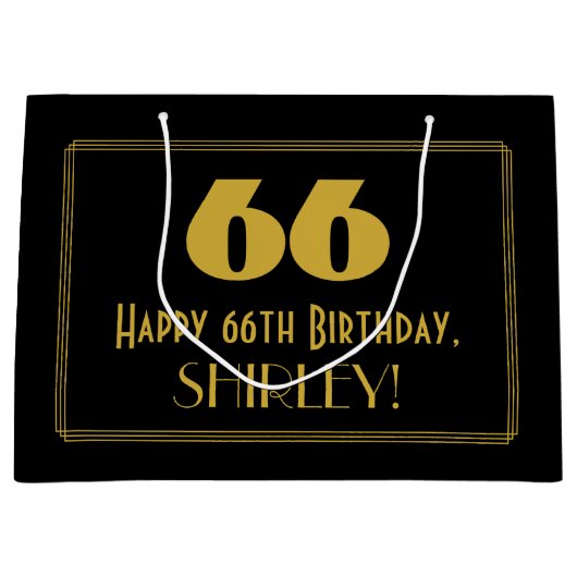 66e verjaardag — Art Deco Geïnspireerde look "66"  Groot Cadeauzakje (Voorkant)