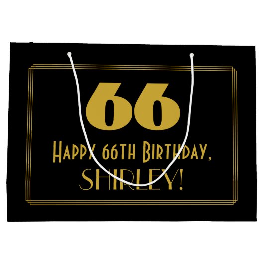 66e verjaardag — Art Deco Geïnspireerde look "66"  Groot Cadeauzakje (Achterkant)