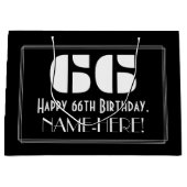 66e verjaardag ~ Art Deco Geïnspireerde look "66"  Groot Cadeauzakje (Voorkant)
