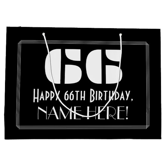 66e verjaardag ~ Art Deco Geïnspireerde look "66"  Groot Cadeauzakje (Achterkant)