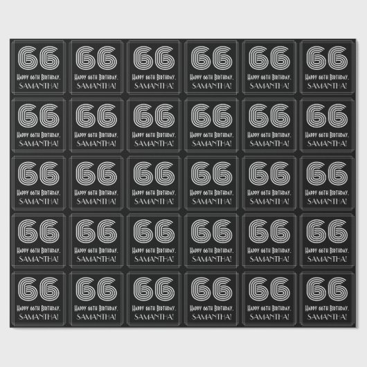 66e verjaardag: Art Deco geïnspireerde look "66" w Cadeaupapier (Vlak)