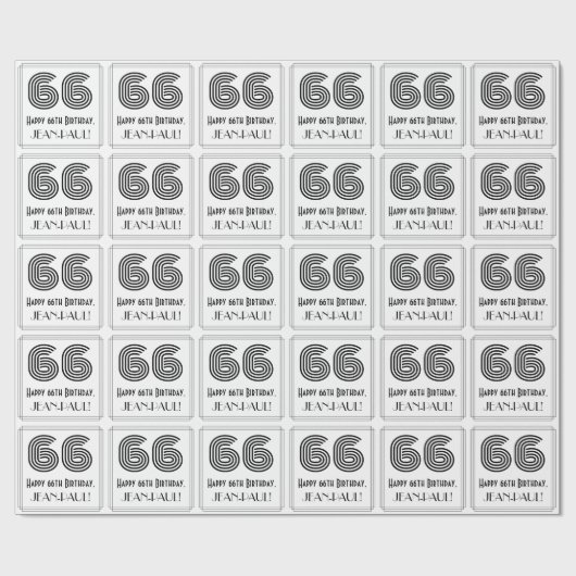 66e verjaardag: Art Deco geïnspireerde stijl "66"  Cadeaupapier (Vlak)