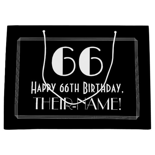 66e verjaardag: Art Deco Geïnspireerde stijl "66", Groot Cadeauzakje (Voorkant)