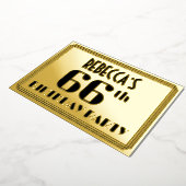 66e verjaardag: Art Deco Kijk "66" en naam Folie Uitnodiging (Gedraaid)