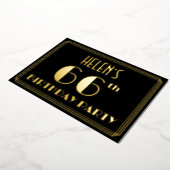 66e verjaardag: Art Deco Kijk "66", met naam Folie Uitnodiging (Gedraaid)