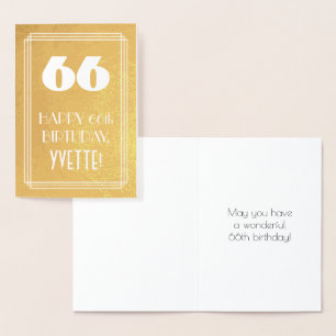 66e Verjaardag ~ Art Deco stijl "66" & Aangepaste  Folie Kaarten