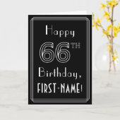 66e verjaardag: Art Deco Style # 66 en aangepaste  Kaart (Gele Bloem)