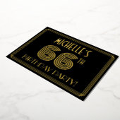 66e verjaardag — Art Deco Style "66" + Naam Folie Uitnodiging (Gedraaid)