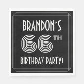 66e verjaardag: Art Deco Style + aangepaste naam Servet (Voorkant)
