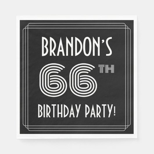 66e verjaardag: Art Deco Style + aangepaste naam Servet (Voorkant)