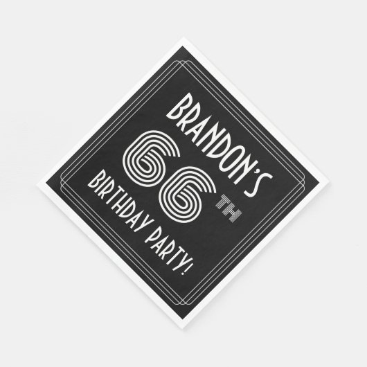 66e verjaardag: Art Deco Style + aangepaste naam Servet (Hoek)