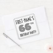 66e verjaardag: Art Deco Style + aangepaste naam Vierkante Sticker (Envelop)