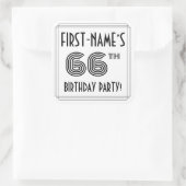 66e verjaardag: Art Deco Style + aangepaste naam Vierkante Sticker (Tas)