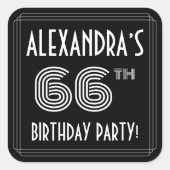 66e verjaardag: Art Deco Style en aangepaste naam Vierkante Sticker (Voorkant)