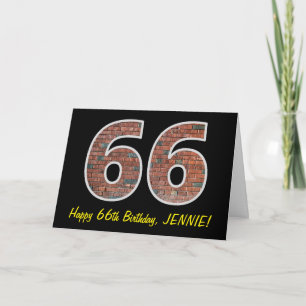 66e verjaardag - bakstenen muurpatroon "66" w / Na Kaart