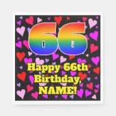 66e verjaardag: Beeldende hartenpatronen, regenboo Servet (Voorkant)