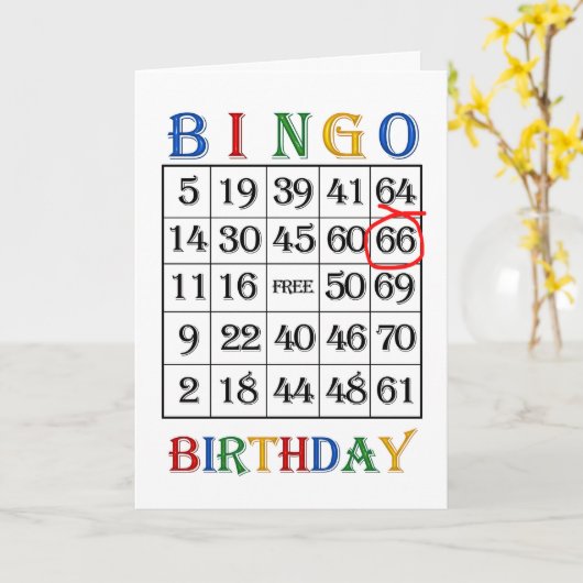 66e verjaardag Bingo kaart (Gele Bloem)