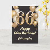 66e verjaardag Confetti zwarte en gouden ballonnen Kaart (Gele Bloem)