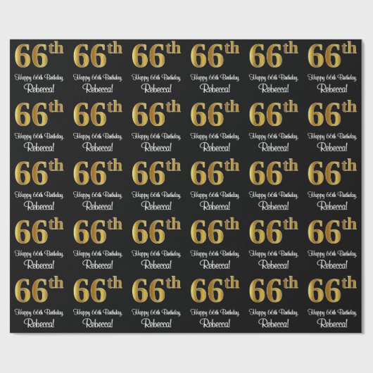 66e verjaardag: Elegant Luxe Faux Gold Look # Cadeaupapier (Vlak)