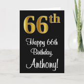 66e verjaardag ~ Elegant Luxe Faux Gold Look # Kaart (Voorkant)