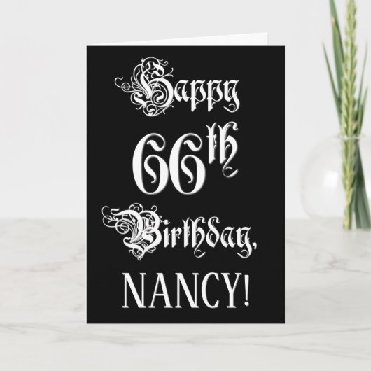 66e verjaardag: Fancy, elegant script + aangepaste Kaart (Voorkant)