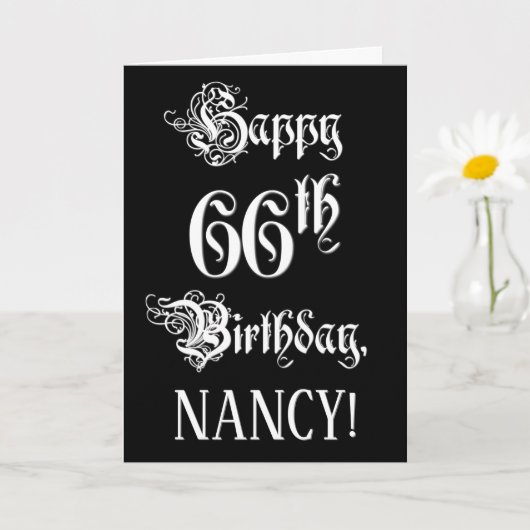 66e verjaardag: Fancy, elegant script + aangepaste Kaart (Kleine Plant)