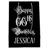 66e verjaardag: Fancy, elegant script + aangepaste Medium Cadeauzakje (Achterkant)