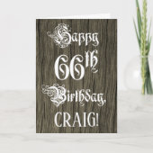 66e verjaardag: Fancy, elegante tekst; Faux Hood l Kaart (Voorkant)