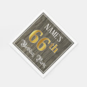 66e verjaardag — Faux Gold & Faux Wood Servet (Hoek)