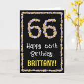 66e verjaardag: Floral Flowers Number, Custom Name Kaart (Gele Bloem)