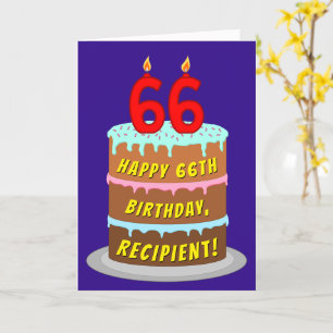 66e verjaardag: Fun Cake and Candles + Custom Name Kaart
