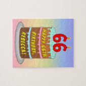 66e verjaardag: Fun Cake and Candles + Custom Name Legpuzzel (Horizontaal)