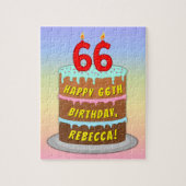 66e verjaardag: Fun Cake and Candles + Custom Name Legpuzzel (Verticaal)