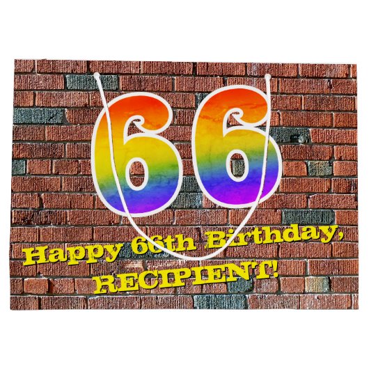 66e verjaardag: Fun, door graffiti geïnspireerde r Groot Cadeauzakje (Achterkant)