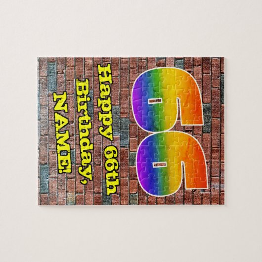 66e verjaardag: Fun Graffiti-geïnspireerde regenbo Legpuzzel (Horizontaal)