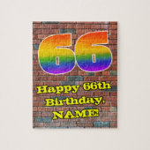 66e verjaardag: Fun Graffiti-geïnspireerde regenbo Legpuzzel (Verticaal)