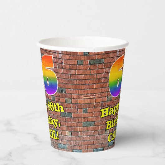 66e verjaardag: Fun Graffiti-geïnspireerde regenbo Papieren Bekers (Rechts)