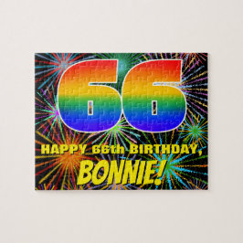 66e verjaardag: Fun, kleurrijk gevuurwerk Legpuzzel