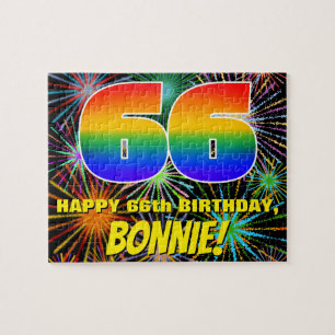 66e verjaardag: Fun, kleurrijk gevuurwerk Legpuzzel