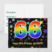 66e verjaardag: Fun Stars Pattern, Rainbow 66, Naa Briefkaart (Voorkant / Achterkant)